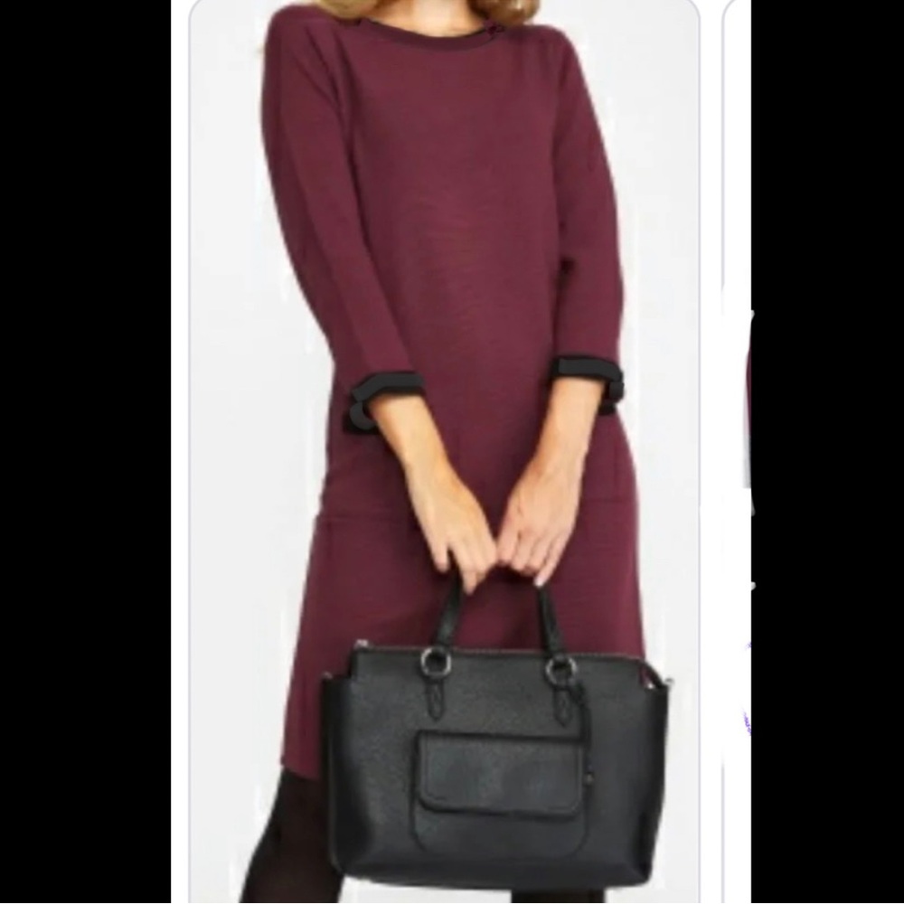 Nicole Miller sweater dress midi dress burgundy dress Nicole miller dress gray